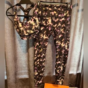 Athleta Black and Multicolor Leggings Set